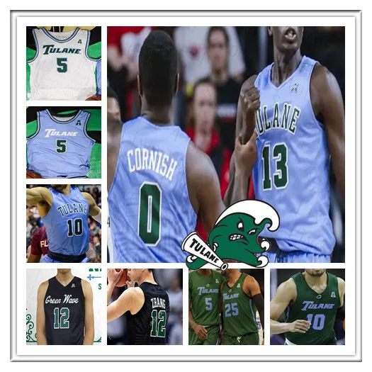 Tulane Green Wave College Basketball Jersey Jalen Cook Jaylen Forbes Kevin Cross Sion James Tylan Pope Collin Holloway R.J. Mcgee Jadan Coleman Percy Daniels 4XL