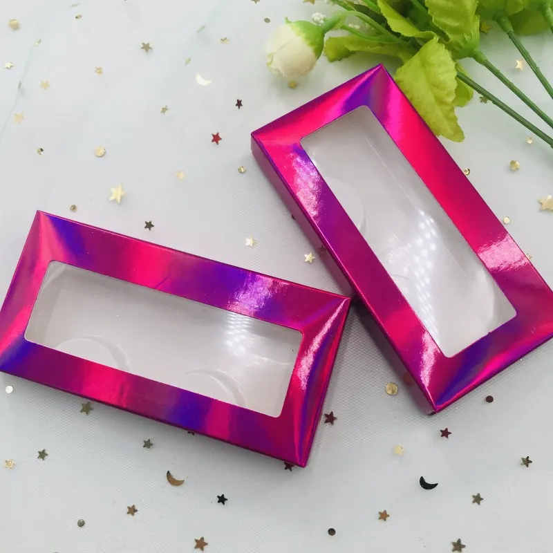 Holographische Box Mink Wimpern-Paket-Boxen Falsche Wimpern Verpackung Leerer Wimpern-Box-Gehäuse Wimpern-Box mit Halter Makeup-Werkzeug 20 Sätze