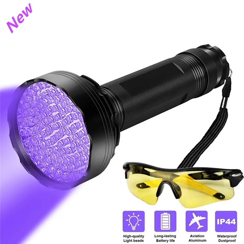 UV Black Light Flashlight Super Bright 100 LED UV Black Lights Flashlight Charger for Dog Cat Urine Pet Stains Bed Bugs Home Hotel