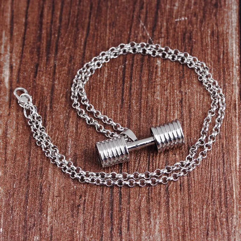 Dumbbell Cuff Bracelet - Sterling Silver Fitness Jewelry, Rhodium/Gold Plated, Gym Gift For Men & Women - View #6
