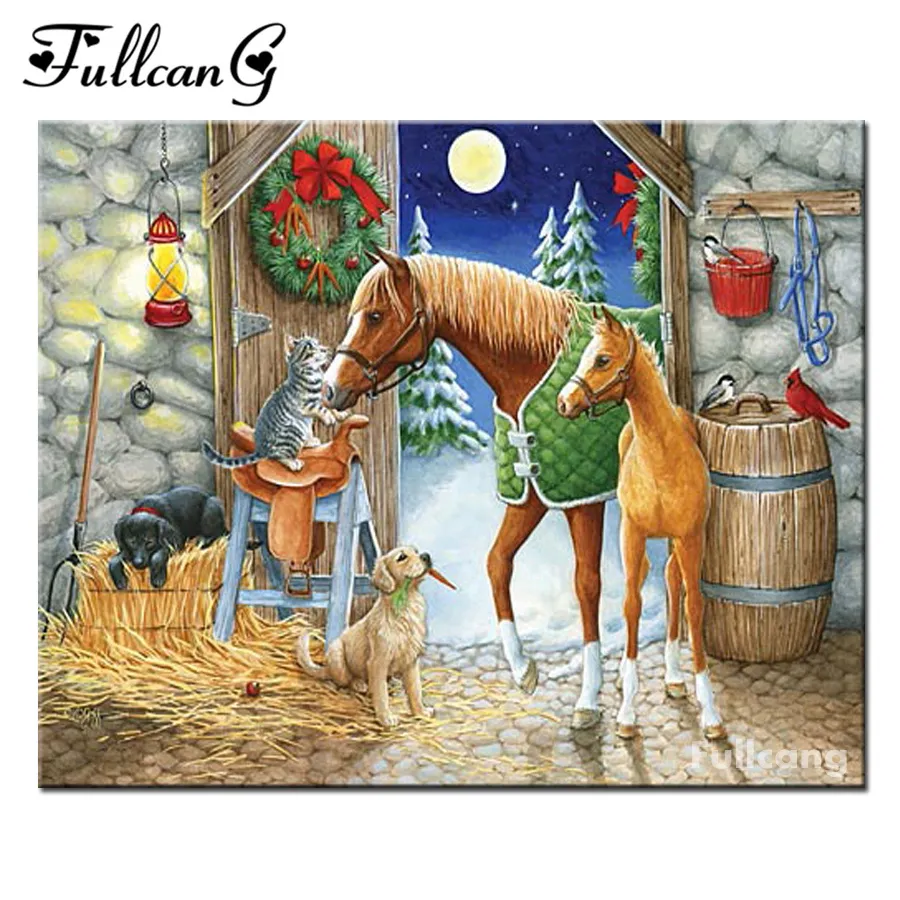 5D DIY Diamond Painting Animal Horse Cross Stitch Kit Full Drill Square  Embroidery Mosaic Art Picture of Rhinestones Decor Gift