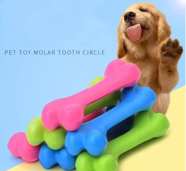 Dog Toys resistant To Bite Bone Dog Puppy Molars Rubber Ball Play For Teeth Training Thermal Plastic Rubber Pet Toys 12*4CM DHL Free