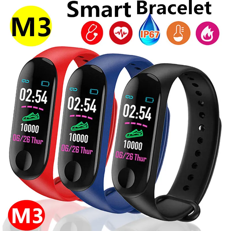 Bluetooth M3 Smart Watch Fitness Tracker With False Heart Rate Monitor Alarm Clock Pedometer Bracelet for Men Women M3 Smart Wristbands