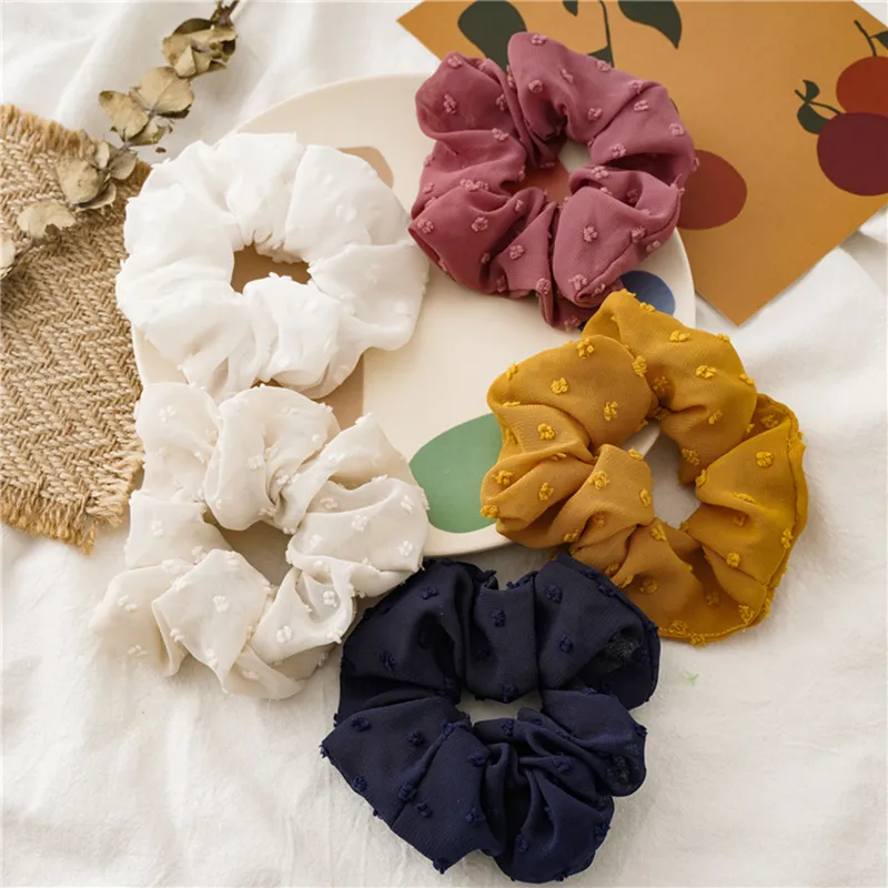 Vintage Scrunchie Stretch Headband Dot Scrunchies Women Elastic Hair Bands Girls Hair Slips Tillbehör Ponytailhållare