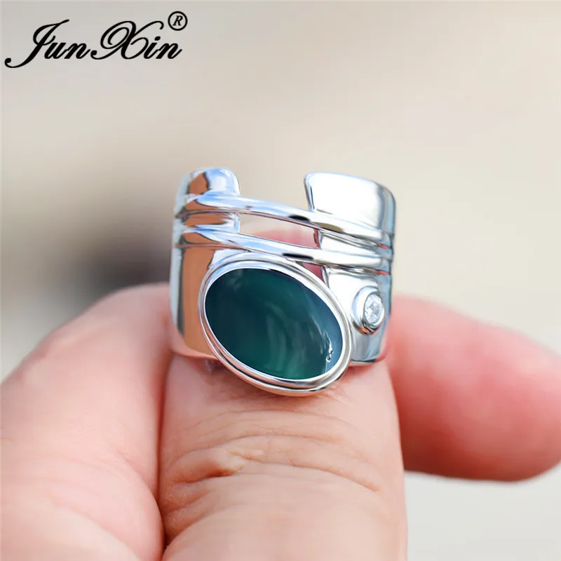 Unique Geometric Blue Green Stone Rings For Men Women Oval Big Wedding  Bands Male Engagement Ring Silver Vintage Party Moonstone Jewelry From  Rocketer, $11.39 | DHgate.Com