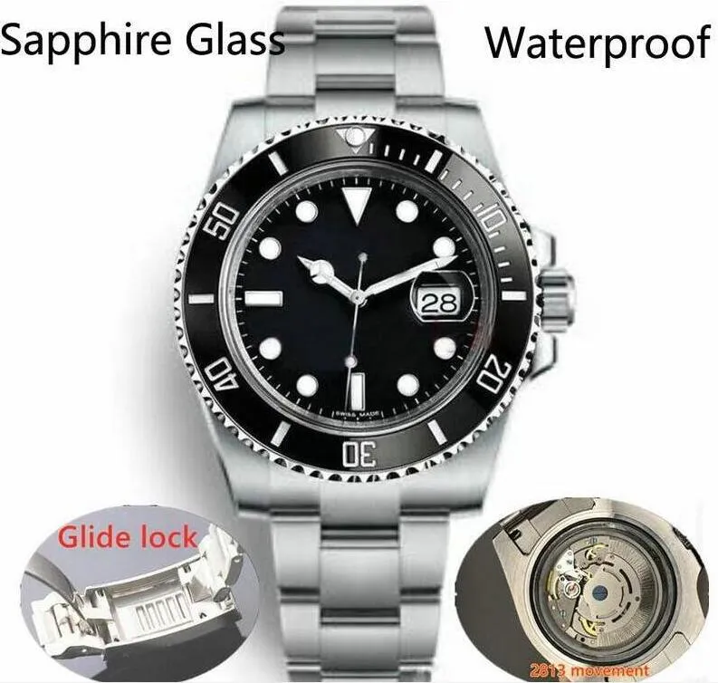 2020 Glide замок новый топ керамический ободок Sapphire мужские 2813 Механические автоматические движения SS моды часы мужские наручные часы