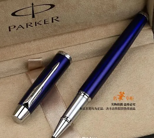 Darmowa Wysyłka Parker Blue Silver Roller Pióro Pióro Podpis Długopis Długopis Multi Kolor Gel Długopisy pisania Szkolne Dostawcy Papiernicze
