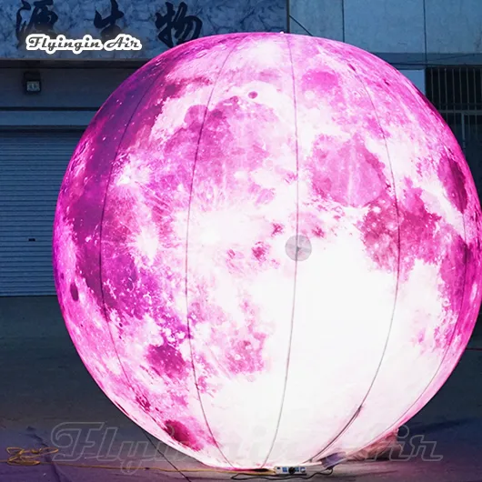 Personalized Lighting Inflatable Cosmic Pink Planet Customized Blow Up Moon Ball Giant LED Globe Balloon For Concert Stage Decoration