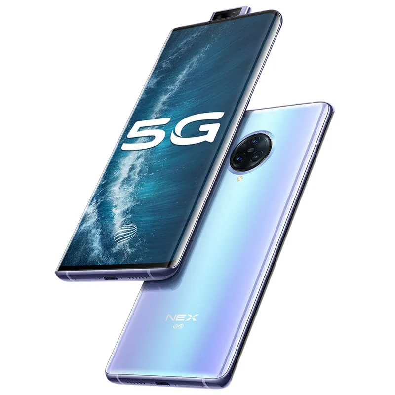 Originele vivo NEX 3S 5G LTE MOBIELE TELEFOON 8GB RAM 256 GB ROM Snapdragon 865 Octa Core Android 6.89 "64MP NFC Vingerafdruk-ID Smart Mobiele Telefoon