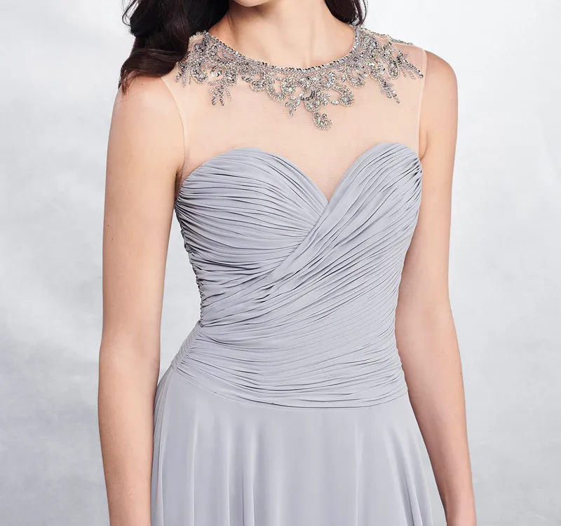 light gray chiffon bridesmaid dresses Grey Keyhole Back Floor Length Chiffon Pockets Bridesmaid Dress