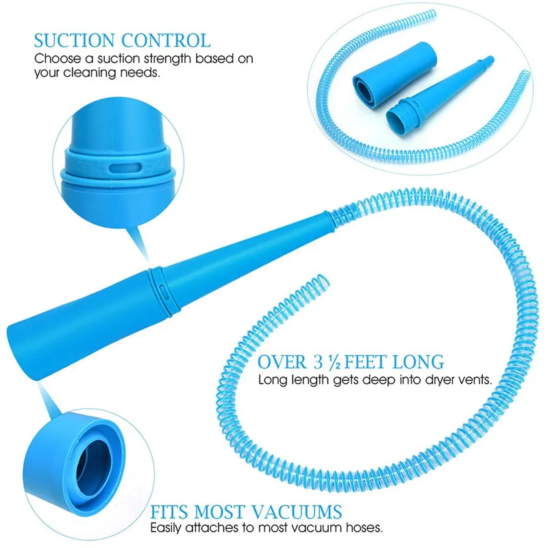 2020 Brand New Universal Dryer Vent Vacuum Cleaner Attachment Dust Cleaner Pipe Vacuum Lint Hoses poly bags packing