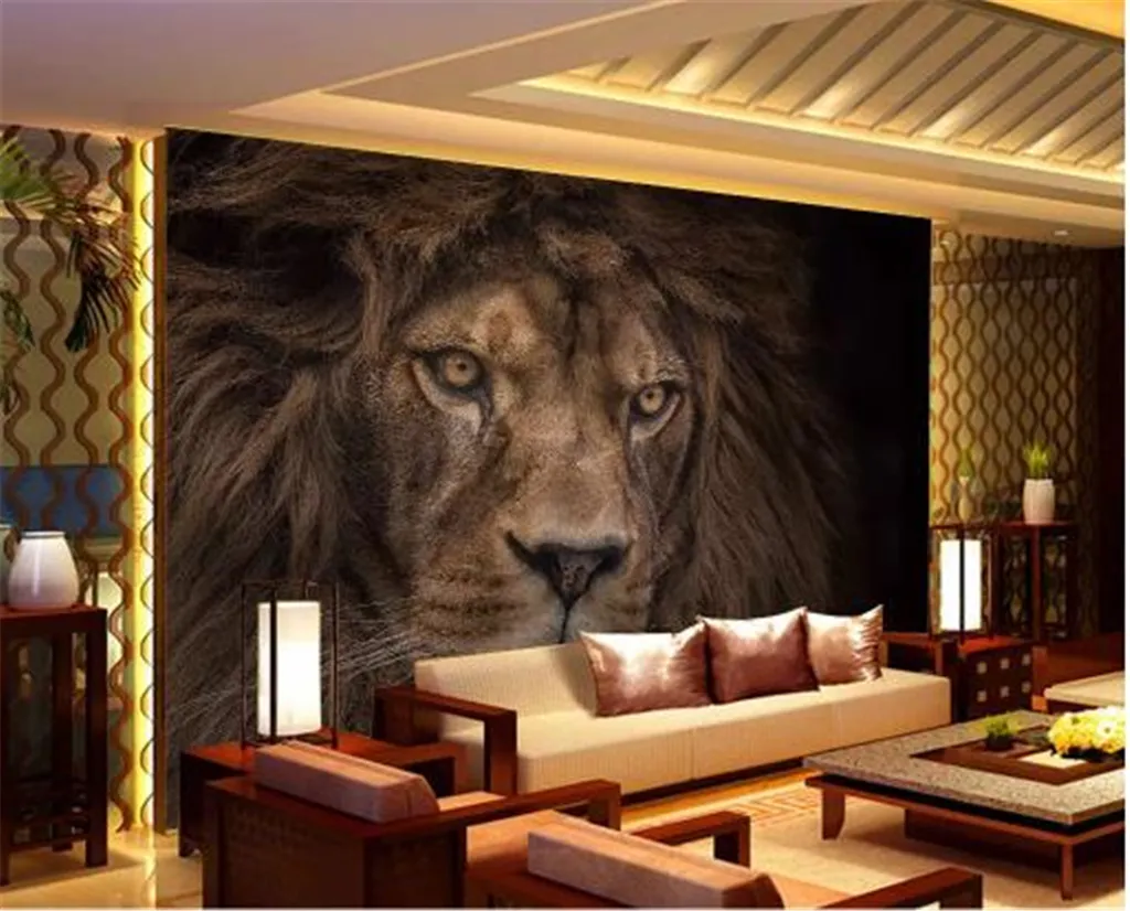 3D壁の紙の壁Promotion HD Mighty野生動物ライオンリビングルームの寝室の背景壁の装飾壁画壁紙