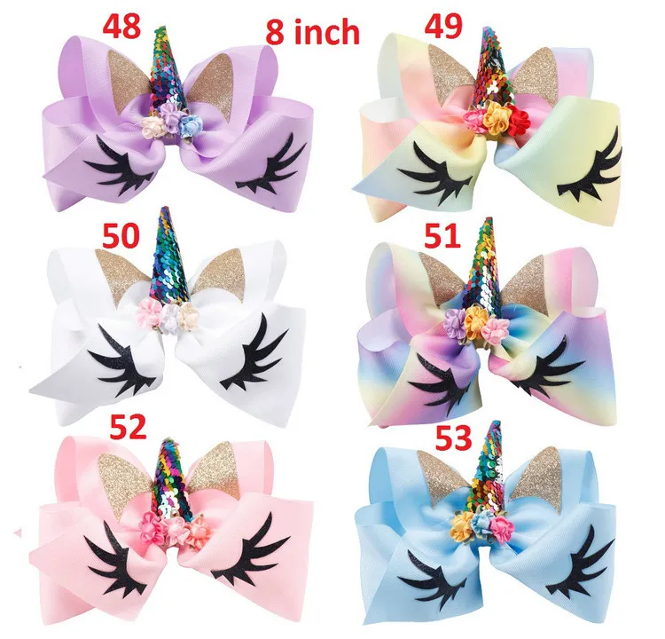 Unicorn Children's Sequins Bows Hairpin Jojo Siwa Angle Girl Ribbon Headdress Barrettes Hair Accessories Gifts for Kids