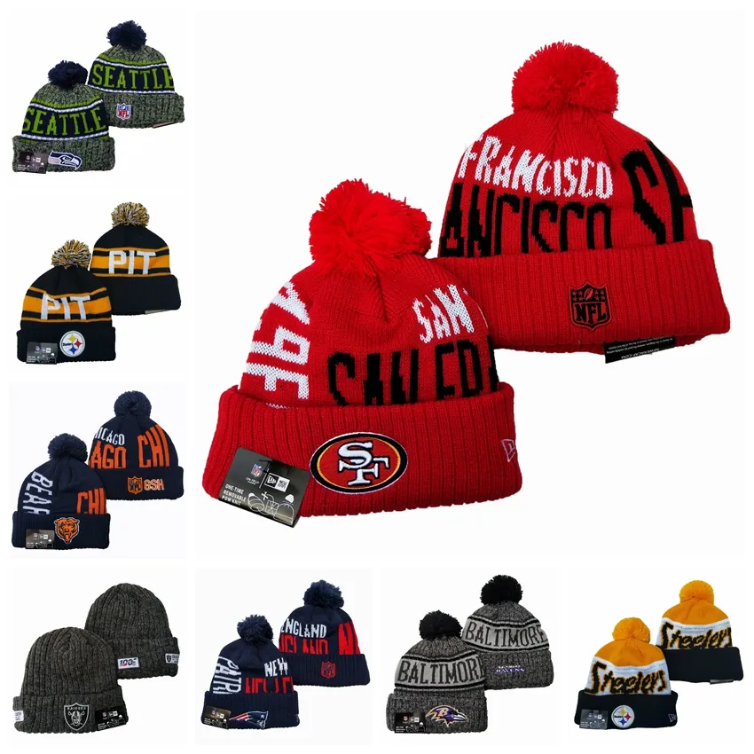 Wholesale American Football Sports Winter Team Raider Beanies Pom Knit