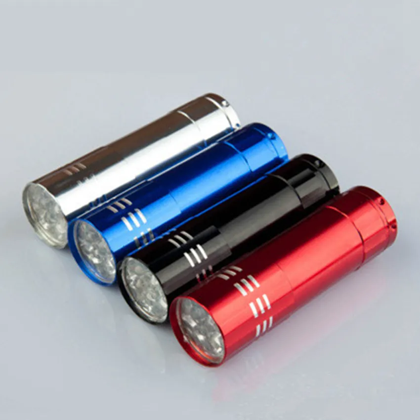 Portable 9 LED UV Light Flashlight Hiking Torchlight Aluminium Alloy Money Detecting LED UV Lamp Light ZZA328