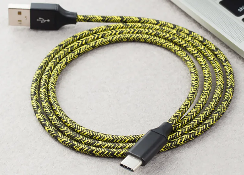 USB-kabel 1m 3ft 2M 6ft 3M 10ft Braid Micro USB Cord 2.4A Fast Data Sync Type C Oplaadlijnen voor Telefoon X Huawei P30 LG Android