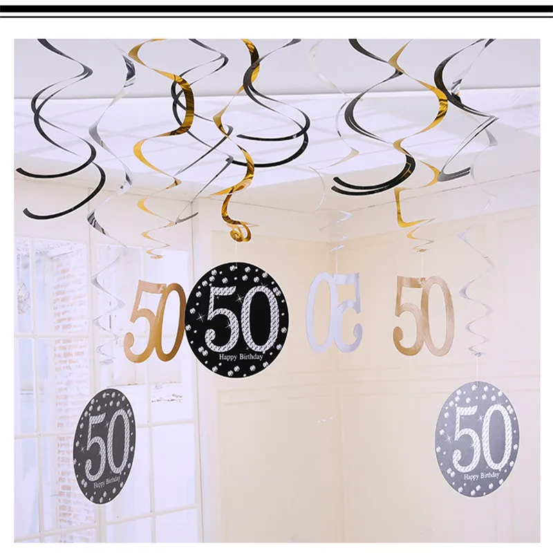 Globos de feliz cumpleaños número 50 negro decoración del juego de  guirnaldas temáticas de fiesta de 50 años decoración de fondo para mujeres y