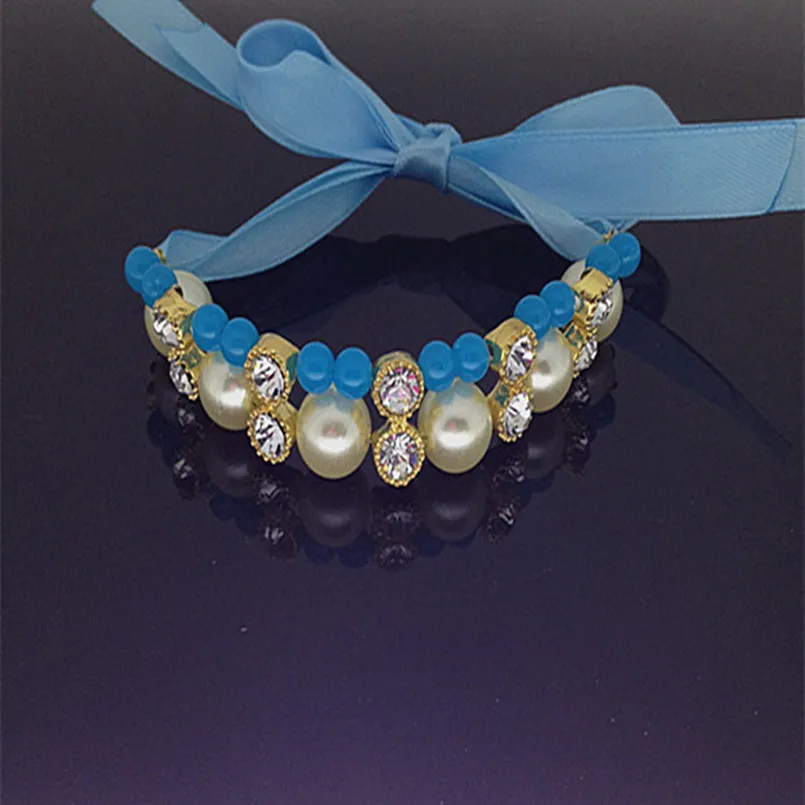 The “Sadie” Luxury, Beaded Dog Collar – Olive & Pearls