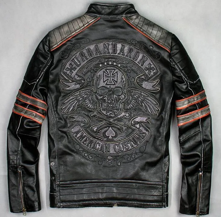 ジャケット・アウター COLLARS leather tracker jacket skull M Studded Leather Jacket Skull Rose Snake Graphic Biker Punk Gothic