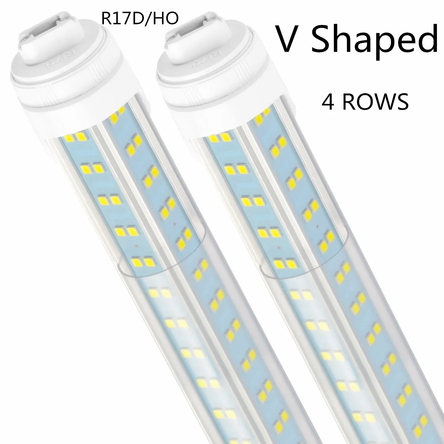 R17D/HO 8FT LED Bulb -Rotate V Shaped, 6000K 120W, 13000LM, 110W Equivalent F96T12/DW/HO, Clear Cover,T8/T10/T12 Replacement, Ballast Bypass