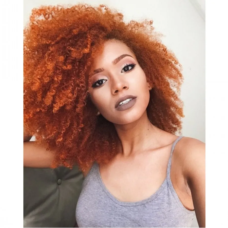 ?24” LIGHT AUBURN RED KINKY CURLY  LACE FRONT WIG Literally my favorite hair color !! ??‍?| 13x4 *FULL  main image 2