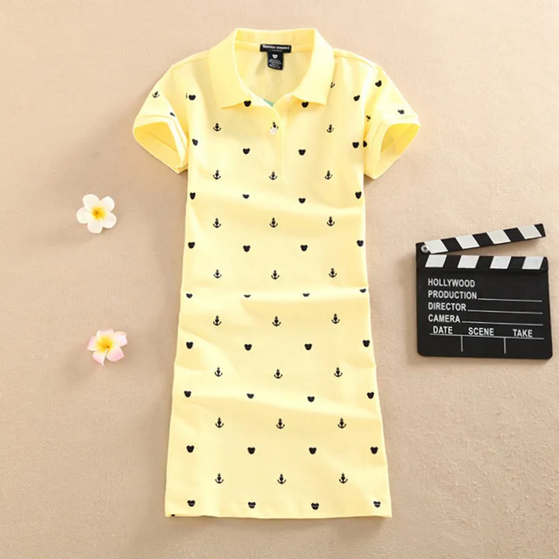 Nowy Polo 2019 Floral Print Party Elegancki Dress T Shirt Lato Mini Kobiety Cienkie Turnom Cotton Robe Ete Femme Tshirt Krótkie Vestidos Y19071101