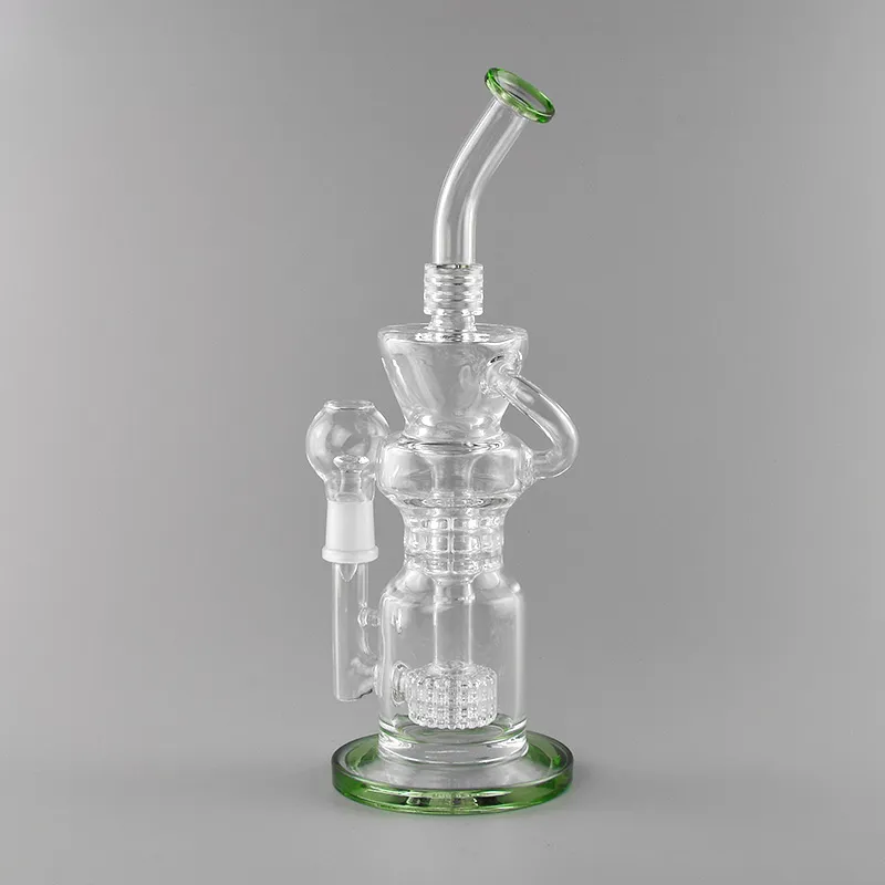 In stock hookah glass water pipe 13" tall green color bong come with 18mm female bowl