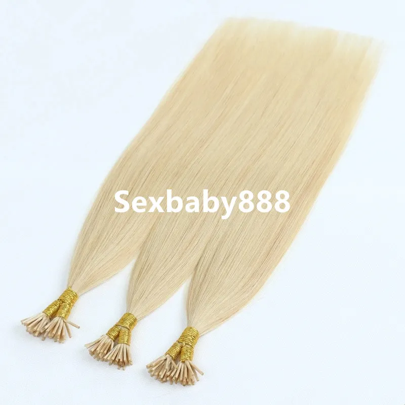 100% Indian Human Blonde 14-24 Inch 1g Strands Pre Bonded Remy Straight Italian keratin I tip Hair Extensions capsule