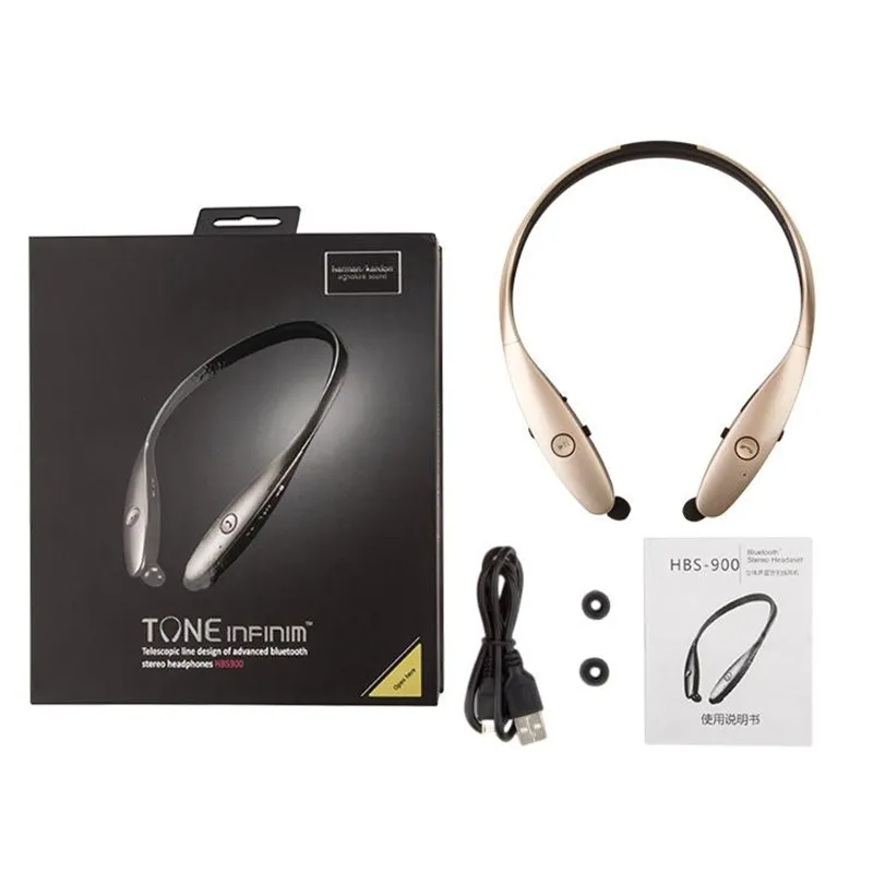 HBS-900 HBS 900 Trådlös Sport Halsband Headset In-Ear Headphone Bluetooth Stereo Hörlurar Headset för LG HBS-900 iPhone X 8 Samsung S8