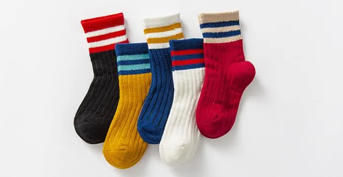 Baby toddler stripes strumpor barn flicka pojke tonåring bomull sport casual sock 3y-12y olika färger