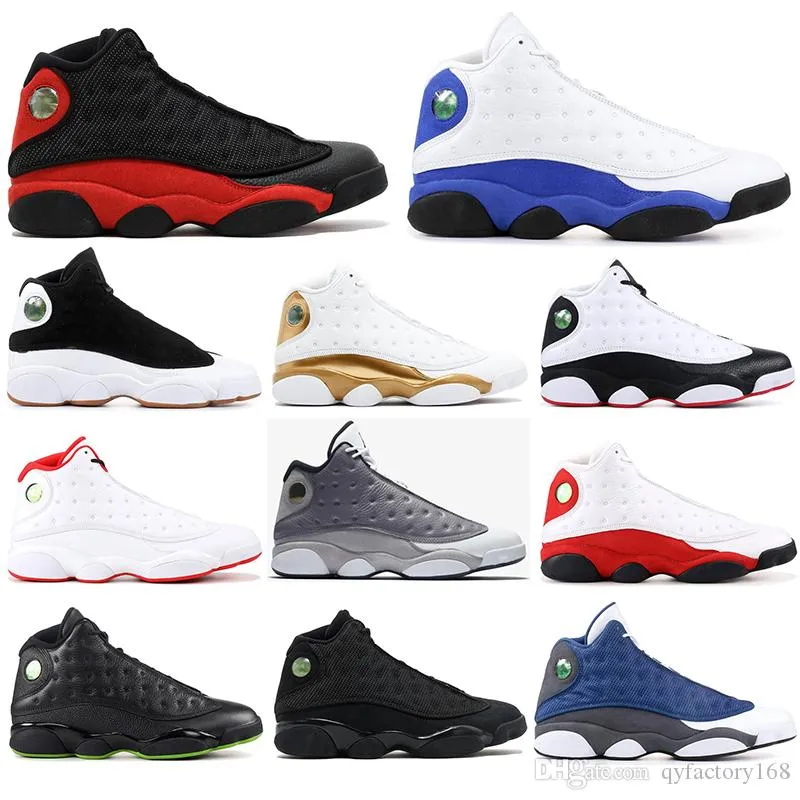 13 Mit dem kostenlosen Socken AirJordanRetro Top-Qualität 13 Bred Chicago Flint Atmosphäre Männer Basketball-Schuhe 13s Melo Turnschuhe Größe 40-47