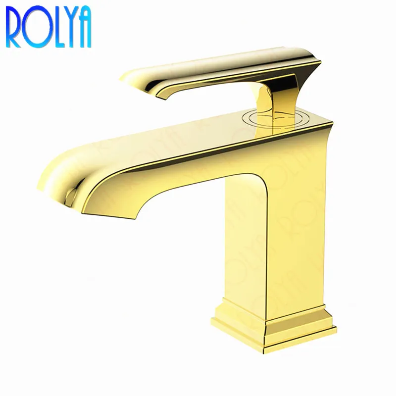 Rolya mitigeur de salle de bain à levier unique robinet de lavabo en laiton massif luxueux doré/ORB/chrome vente en gros et au détail conception de brevet unique