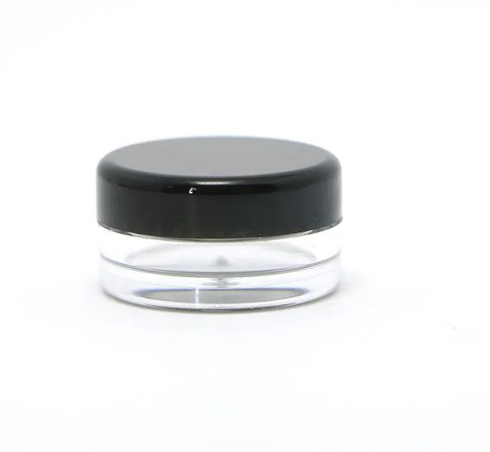 5G 5ml Pot de recipiente transparente vacío de alta calidad con tapas negras para el maquillaje de polvo Bálsamo labial de la crema de maquillaje/Muestras de cosméticos brillantes 1000pcs/lote