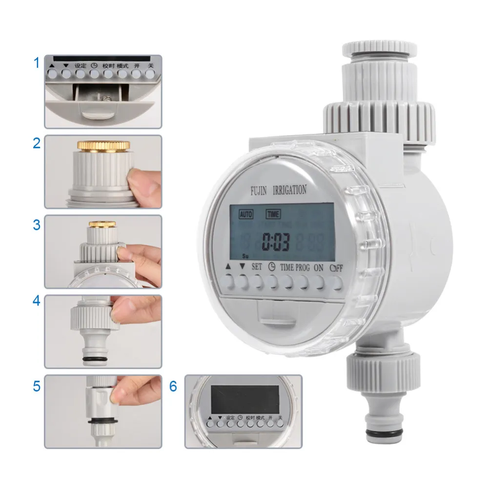 Équipement de minuterie d'arrosage de jardin Contrôleurs d'irrigation électroniques automatiques LCD Système d'arrosage à intelligence numérique domestique