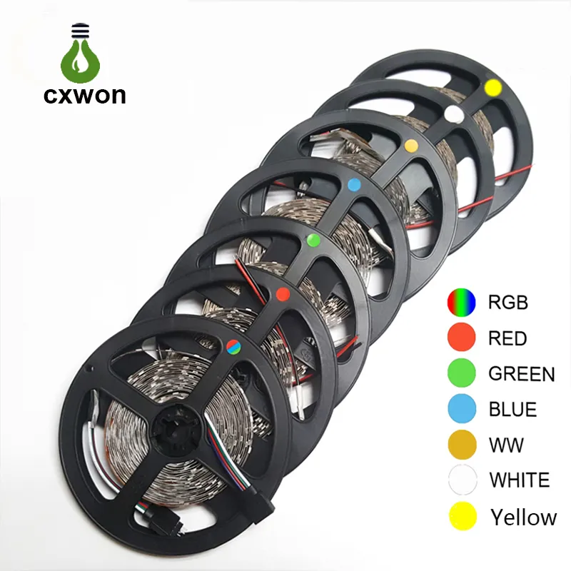 Dekoration LED-remsor SMD5050 Vattentät 5M 12V Flex Strip Light 300LED 600LEDS Flexibelt 60LED / M TAPE-lampor för bil