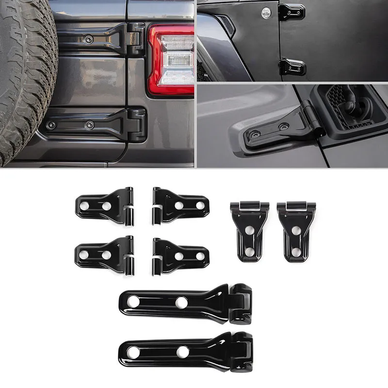 Bisagra de puerta de coche de 2 puertas/cubierta de bisagra/cubierta de bisagra de soporte de neumático de repuesto cama para Jeep Wrangler JL 2018 + accesorios exteriores de automóvil