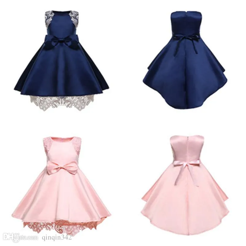 2019 Nueva ropa azul rosa Ropa de diseñador para niños Niñas de niña vestido de noche con arco vestido de princesa vestido de Halloween
