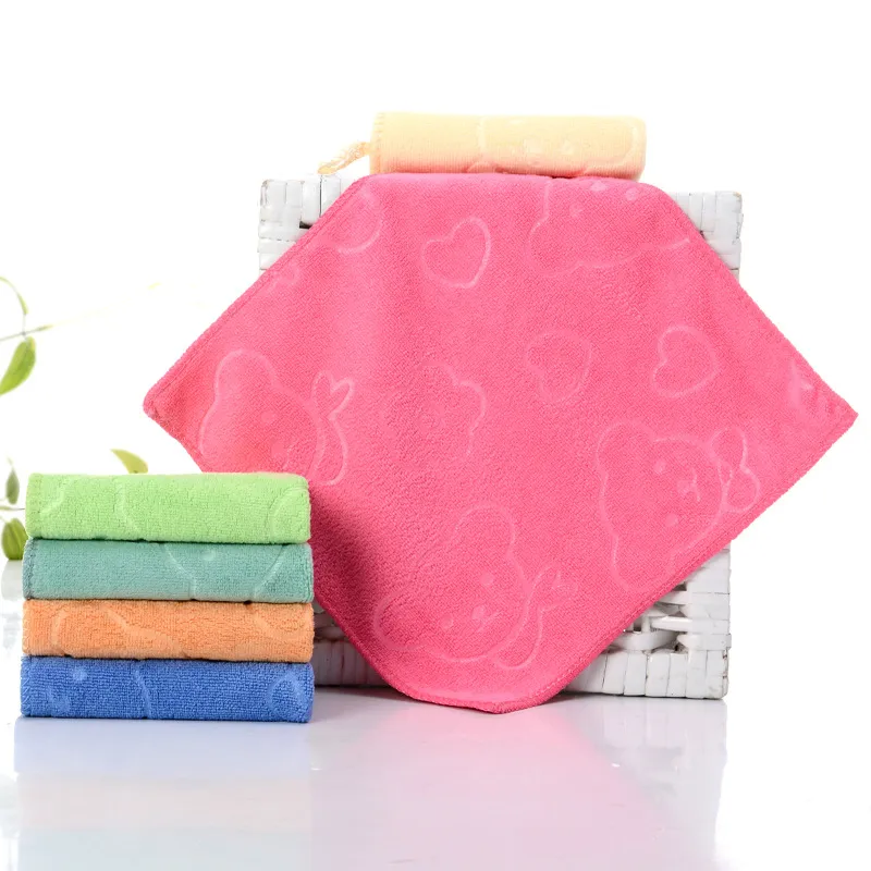 Toalla de cara suave cuadrada de fibra de Color sólido, toallas de algodón, impresión espesante infantil, toalla pequeña especial de 25*25cm