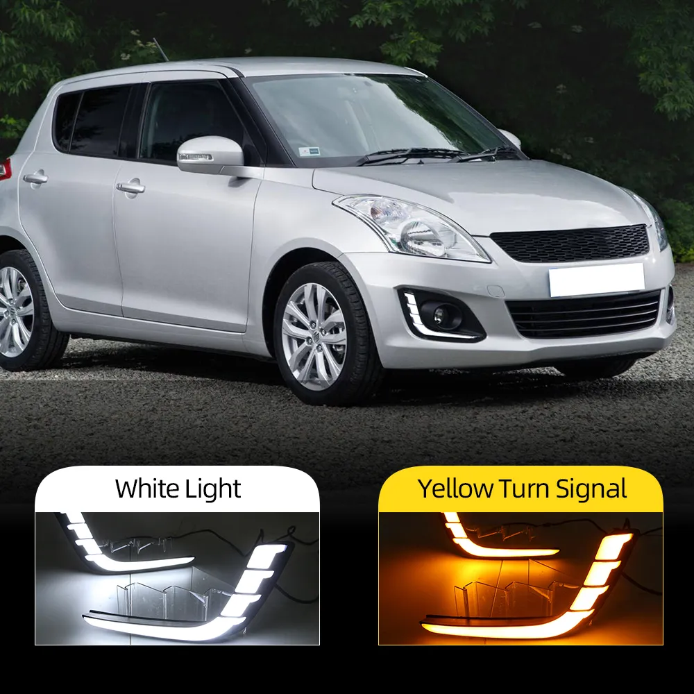 2st för Suzuki Swift 2014 2015 2016 Yellow Turning Signal Style Relay Waterproof Abs Case Car DRL 12V LED DAYTIME Running Light