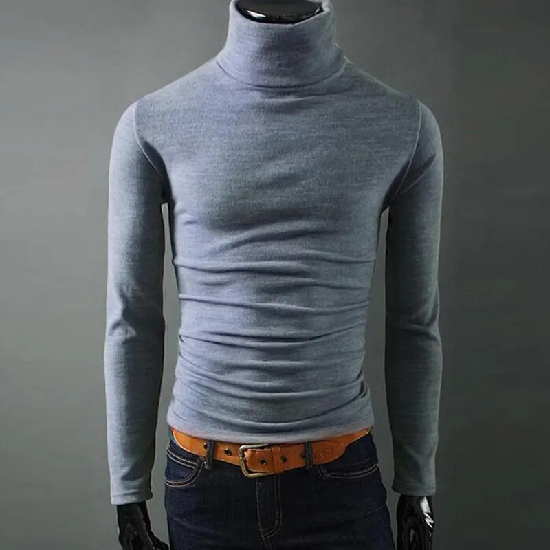 Helisopus 2018 Mens Casual Turtleneck Tröjor Man's Knited Slim Fit Brand Sweater Pullovers Masculino