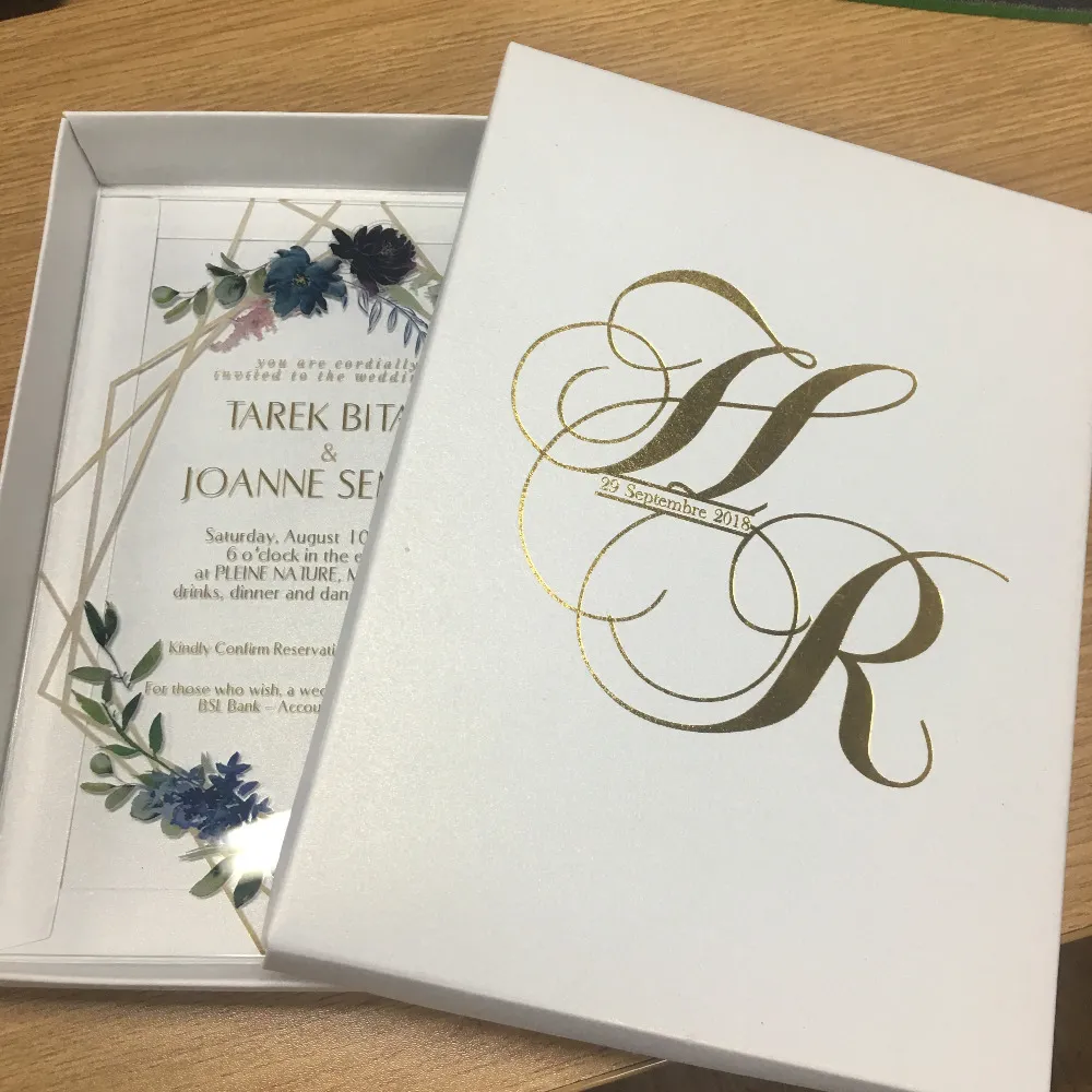 hot sell good quality personalize nice flower acrylic wedding favor invitation cards lace fancy printing invitations cheap price