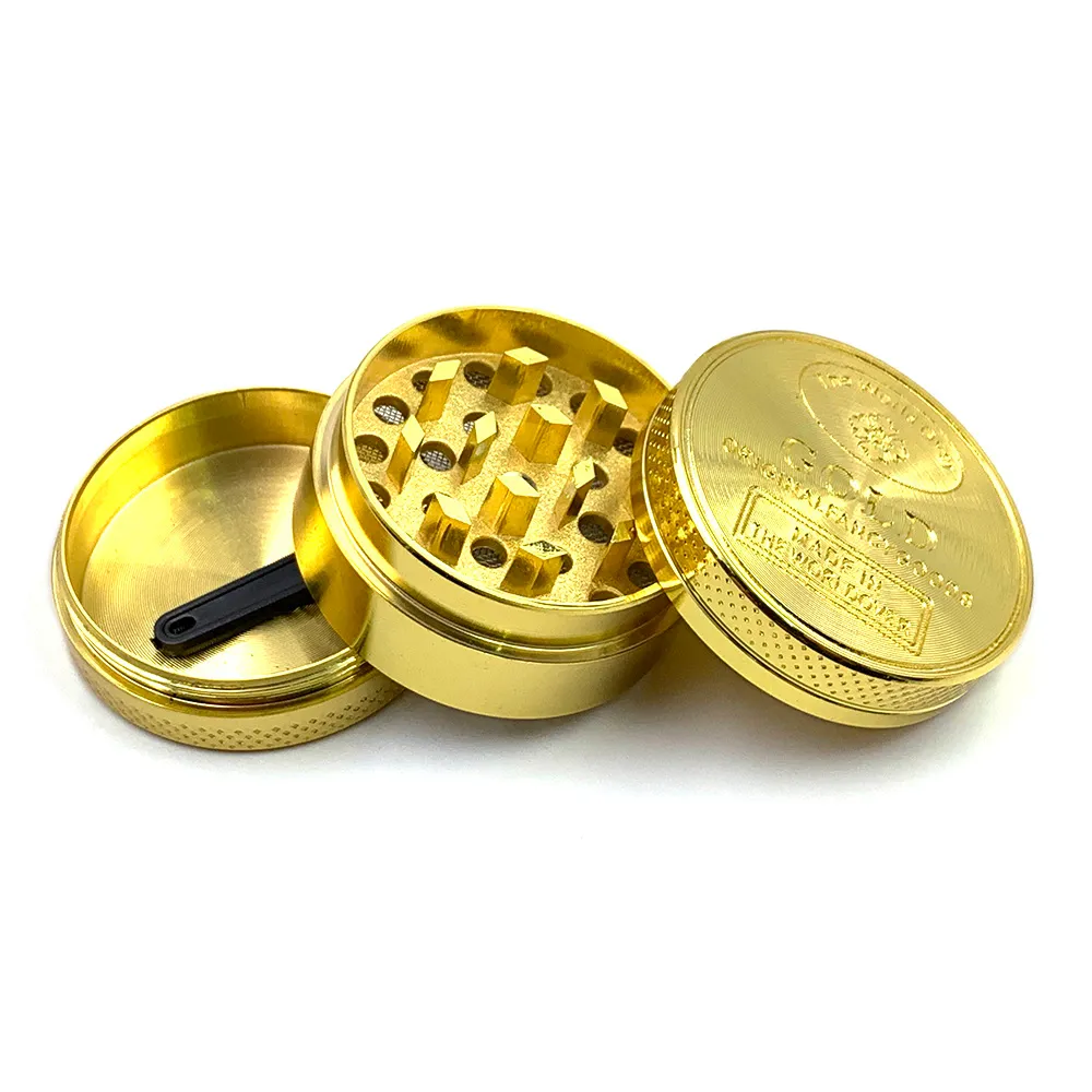 Premium 40MM Golden Smoking Herb Grinder 3 Layer Gold Zinc Alloy Metal  Tobacco Herbal Spice Crusher Muller From Bloomingsky, $2.27