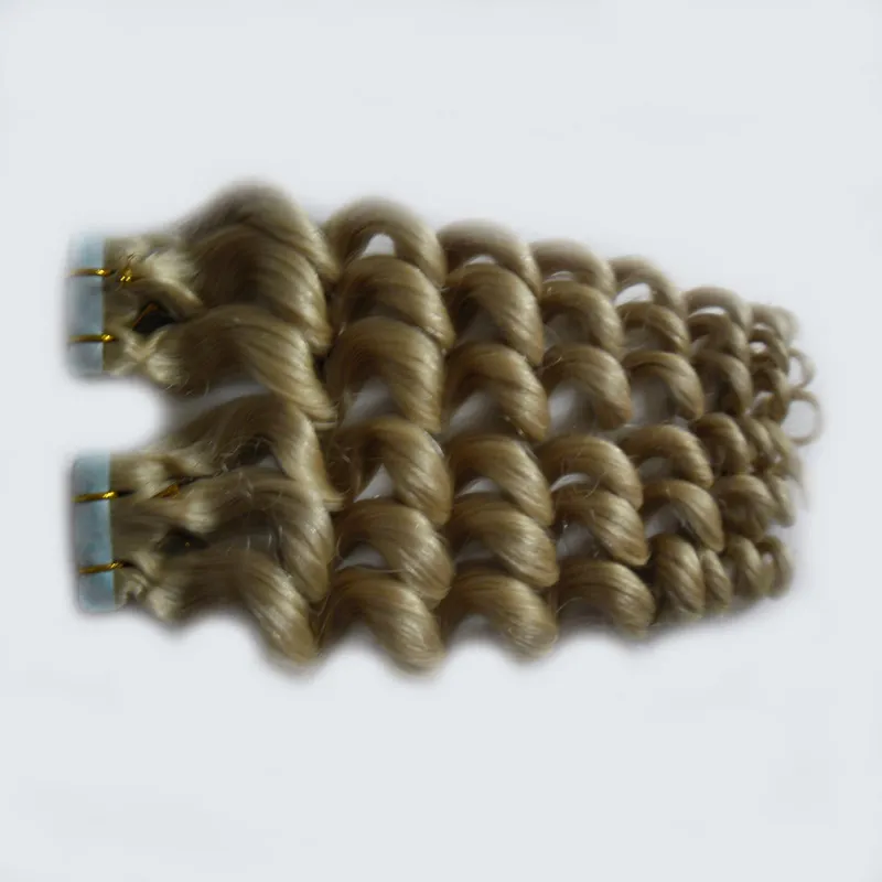 Cinta de 100g en extensión de cabello 100% cabello humano 613 # Color 40 unids/lote cinta de pelo rubio europeo Remy recto humano en onda suelta