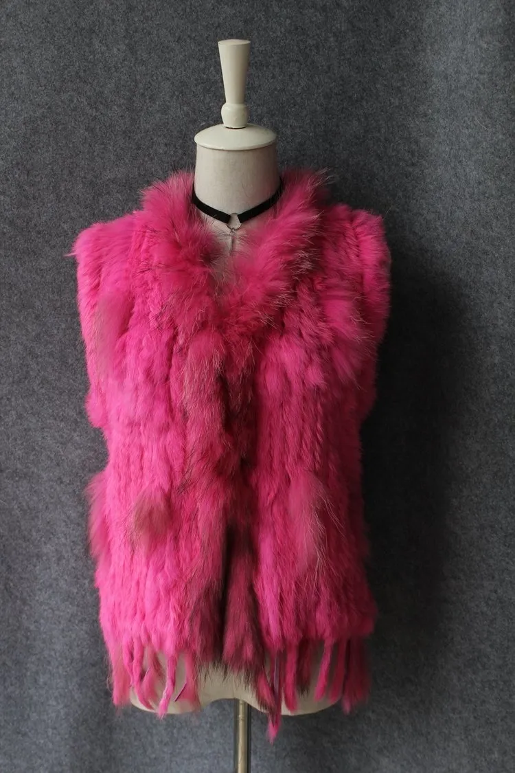 genuine real rabbit fur vest with raccoon fur collar (17)