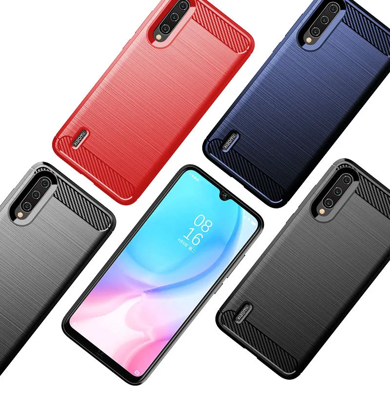 Karbon Fiber Doku Ince Zırh Fırçalanmış TPU Kılıf Kapak Için Xiaomi CC9E CC9 Pro A3 Lite Redmi Y3 K20 Pro Redmi 8 8A Not 8 T 100 adet