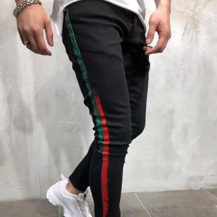Black jeans red stripe deals