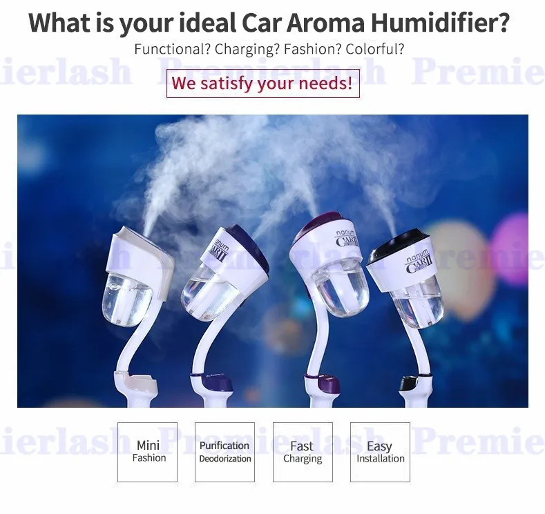 Hot Sell Mini Car Air Firidifier Steam Arom Diffuser Aromaterapy Freher Adapter för vattenparfym Essentialolja med gratis frakt