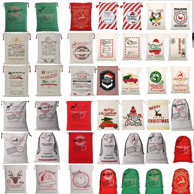 Nuovi 36 colori Sacchetti di Natale Grande borsa di tela pesante organica Borsa con coulisse sacco di Babbo NataleCon renne Sacchi di Babbo Natale Borse per bambini 4549