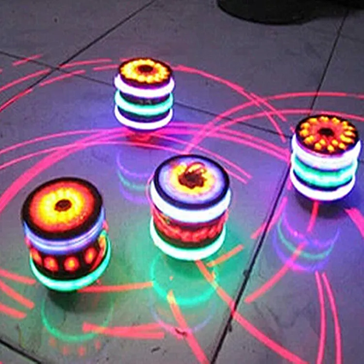 Luminous Wooden Music Flash Gyro Toys 2024 LED Toys for Kids