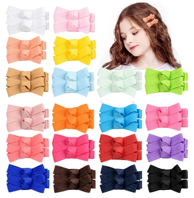 Mini Cheering Candy Barrettes Baby Girls Toddler Bowknots Solid Ribbon Hair Clip Bows Girls Hairpins Hair Accessories